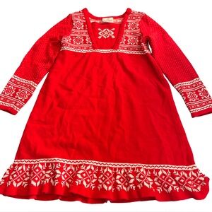 HANNA Andersson Red Christmas Holiday  Snowflake sweater Dress
